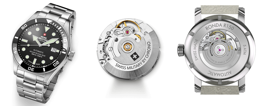 Автоматичні годинники Swiss Military by Chrono з механізмом Ronda R150