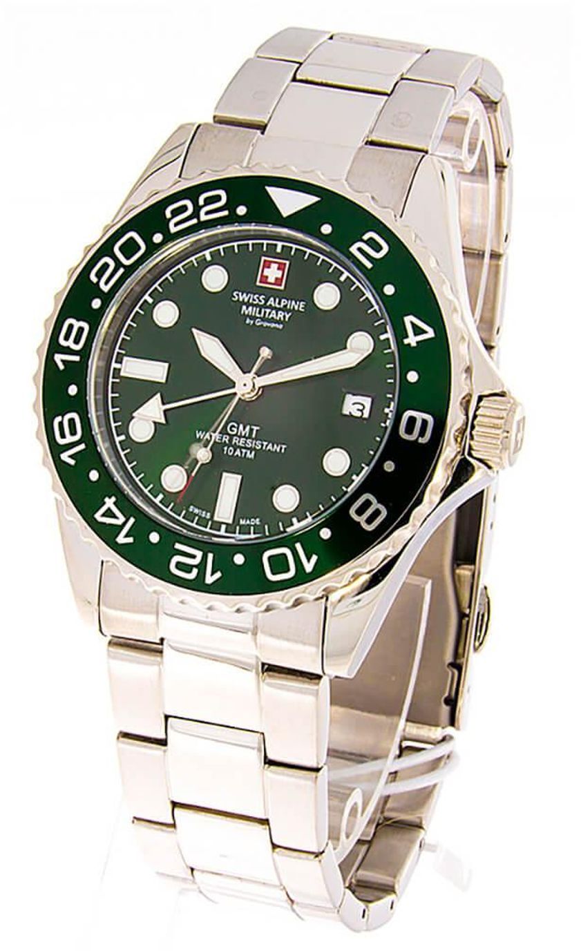 Reloj Swiss Alpine Military Master Diver para hombre de acero GMT 7052