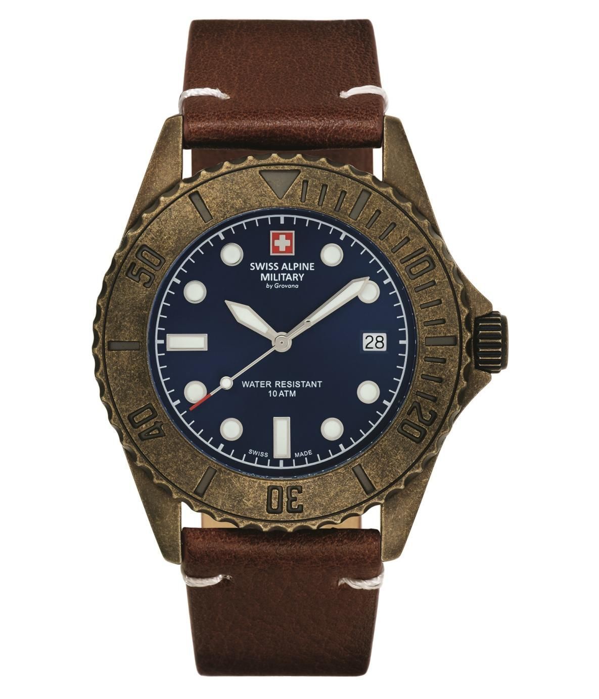 Swiss Alpine Military Orologio Uomo | Design Arancione E Nero | Swiss Made Al Quarzo | Cassa 43mm, Silicone, 10 ATM (7058.1839)
