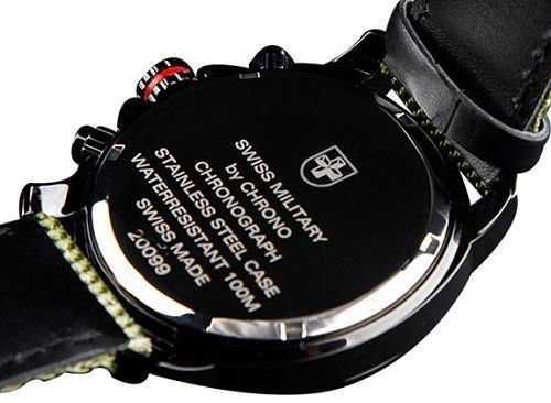 Orologio Uomo Swiss Military SM34033.07 - Cronografo Al Quarzo, Cassa Acciaio 42mm, Quadrante Nero, Cinturino Verde Nylon, 100m
