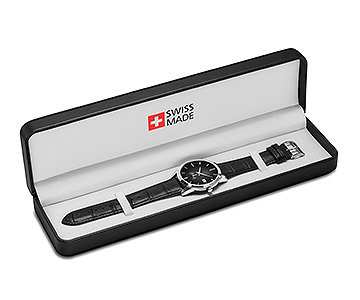 Упаковка часов с логотипом на заказ, черный пенал Deluxe