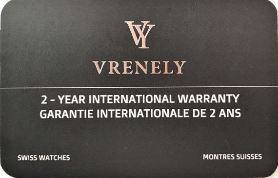 Гаратия на швейцарские часы Vrenely 